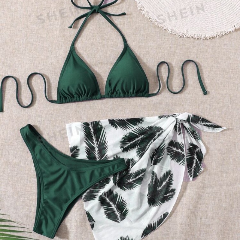 SHEIN nwt army green bikini with wrap